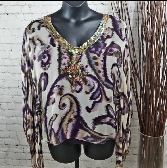 ECI Tops - SOLD-ECI New York Woman Blouse w/ Dolman Sleeves